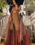 Gold Sequin Lehenga - designer lehenga