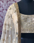 Gold & White Lehenga Set (Raw Silk) - golden lehenga