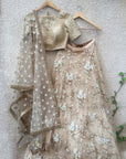 Gold & White Lehenga Set (Raw Silk) - golden lehenga