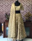 Gold & White Lehenga Set (Raw Silk) - golden lehenga