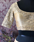 Gold & White Lehenga Set (Raw Silk) - golden lehenga