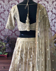 Gold & White Lehenga Set (Raw Silk) - golden lehenga