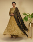 Golden Anarkali With Dupatta - anarkali set
