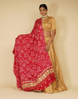 Golden Lehenga and Blouse with Maroon Dupatta - golden lehenga choli