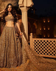 Golden Paisley Embroidered Lehenga - indian bridal lehenga