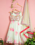 Green Chantily Louts Floral Lehenga With Multicolor Mirror Blouse - floral lehenga set