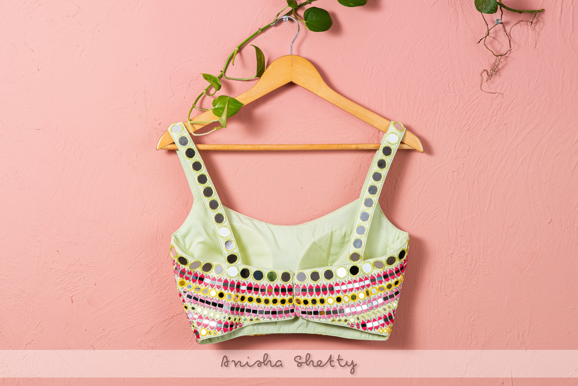 Green Chantily Louts Floral Lehenga With Multicolor Mirror Blouse - floral lehenga set