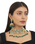 Green Meenakari Double Layered Necklace Set - indian necklace set