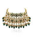 Green Meenakari Double Layered Necklace Set - indian necklace set