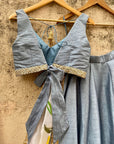 Grey Lehenga Set With Hand Painted Dupatta