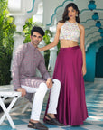Grey Pink Kurta Set - kurta for men USA