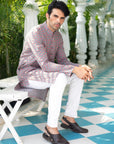 Grey Pink Kurta Set - kurta for men USA