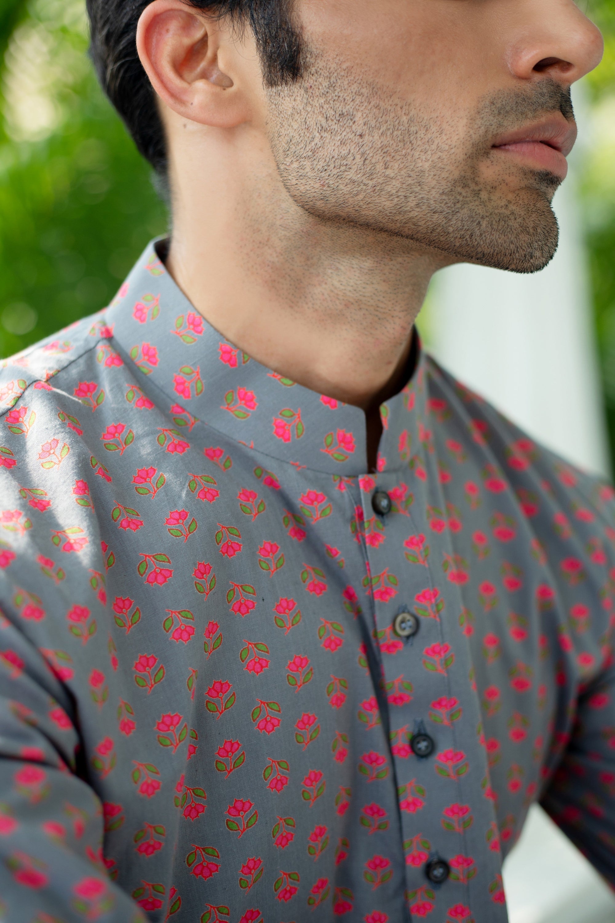 Grey Pink Kurta Set - kurta for men USA