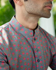 Grey Pink Kurta Set - kurta for men USA