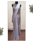 Grey Sari Gown - traditional indian clothing female