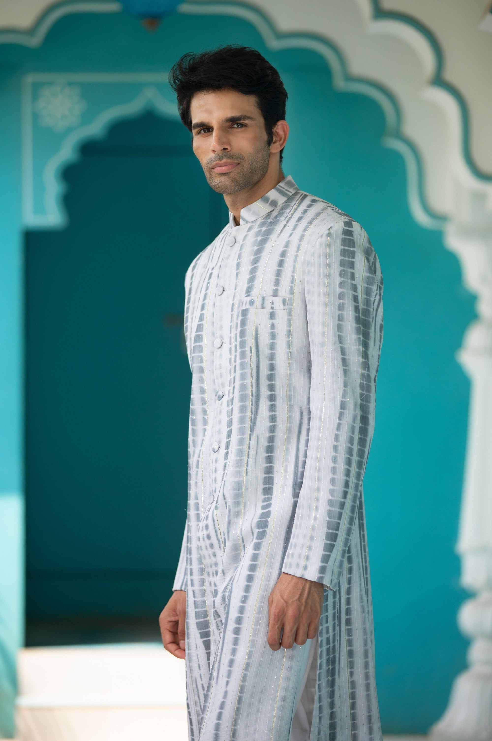 Grey Sherwani with White Pants - grey sherwani New Zealand