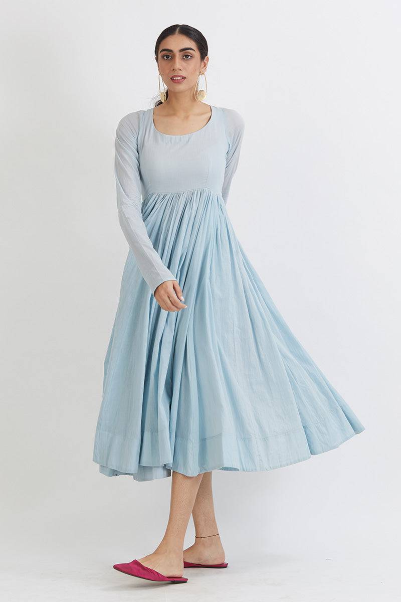 Gul Aradhana Anarkali with Organza Dupatta - blue anarkali USA