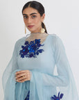 Gul Aradhana Anarkali with Organza Dupatta - blue anarkali USA