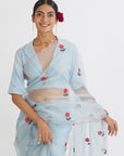 Gul Mehandi Powder Blue Saree - blue saree