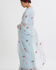 Gul Mehandi Powder Blue Saree - blue saree