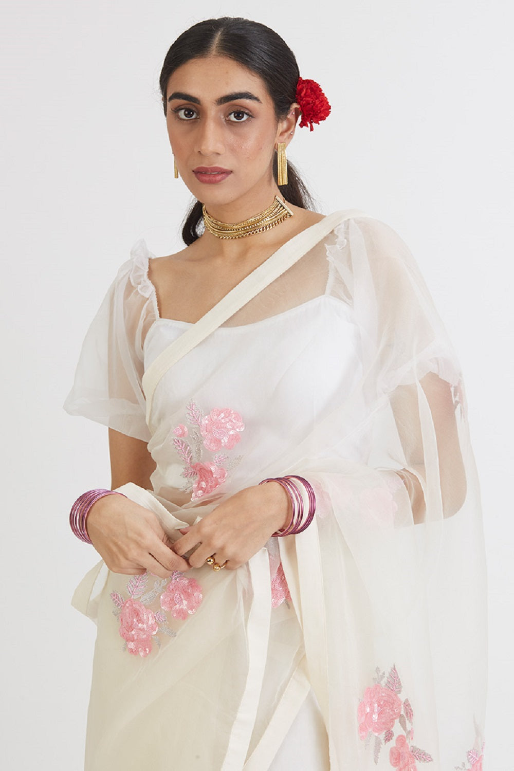 Gulabh Ivory Saree - ivory saree