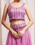 Hand Embroidered Blouse With Cap Skirt And Belt - indian attire for women