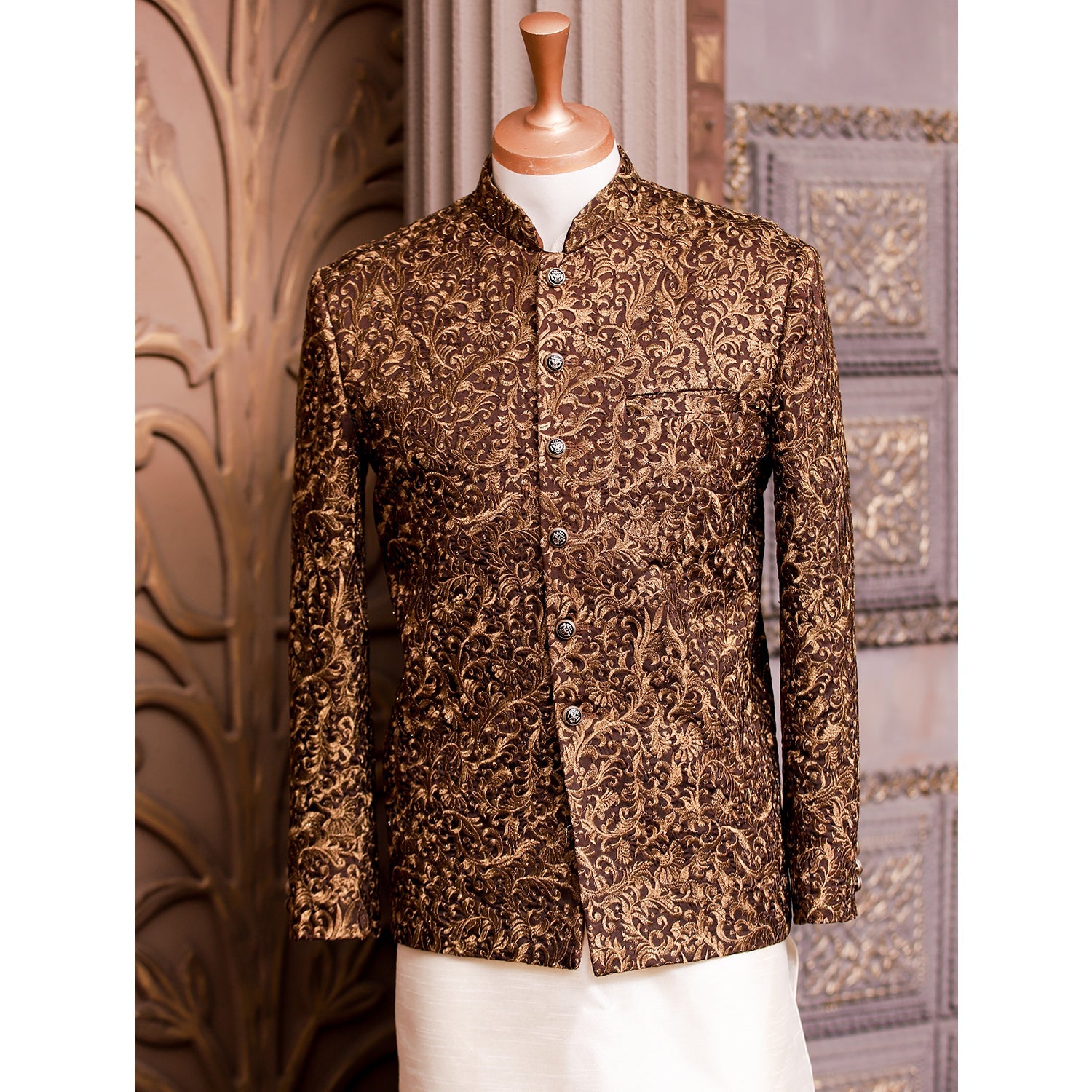 Hand Embroidered Tilla Work Prince Coat For Men - prince coat