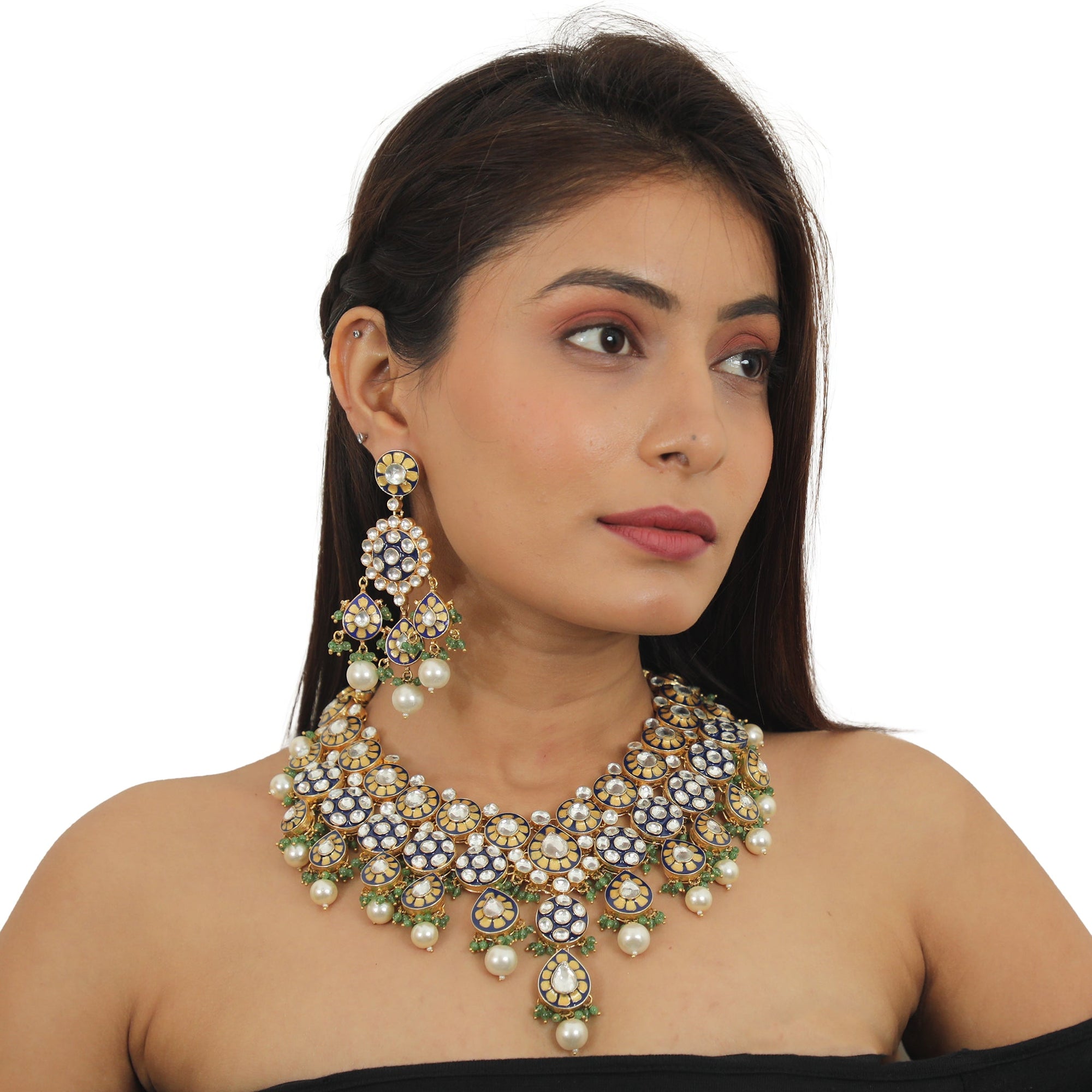 Handcrafted Mina Work Necklace Set - necklace set