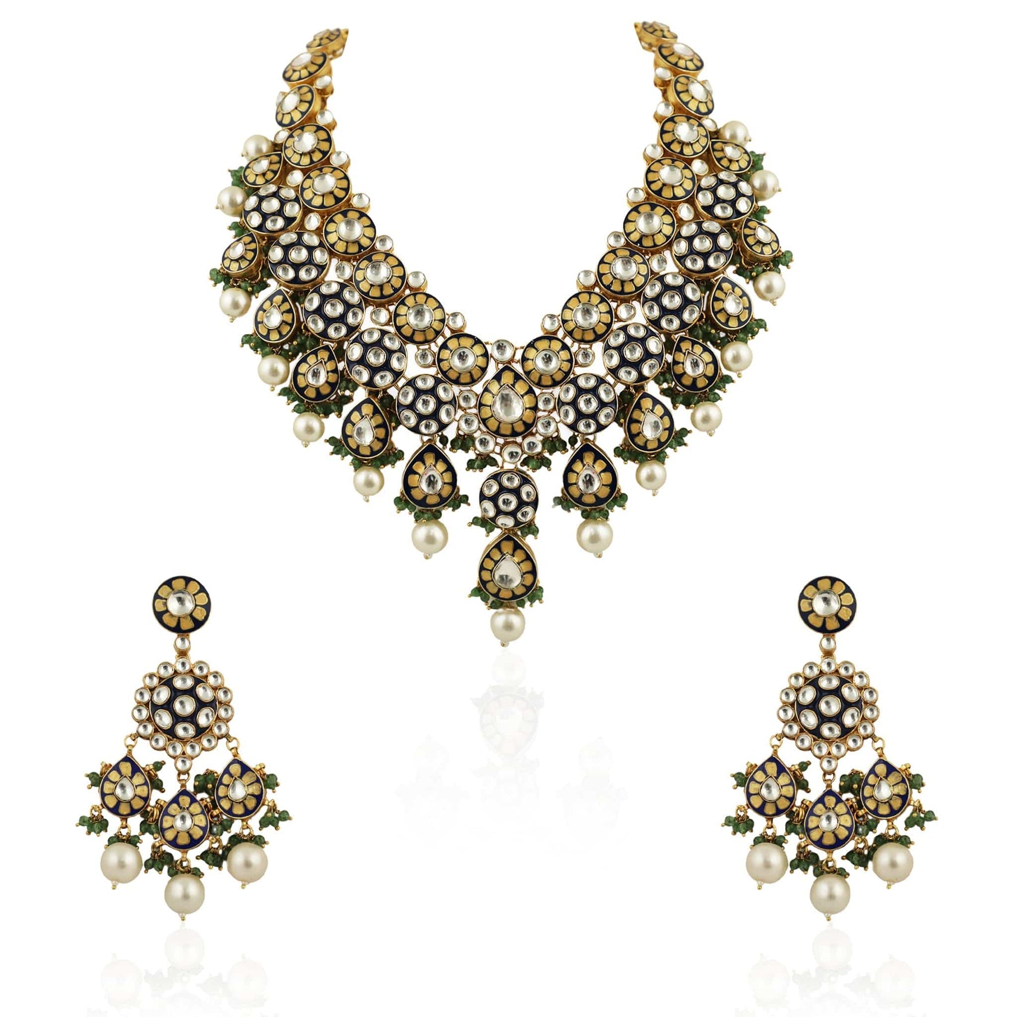 Handcrafted Mina Work Necklace Set - necklace set