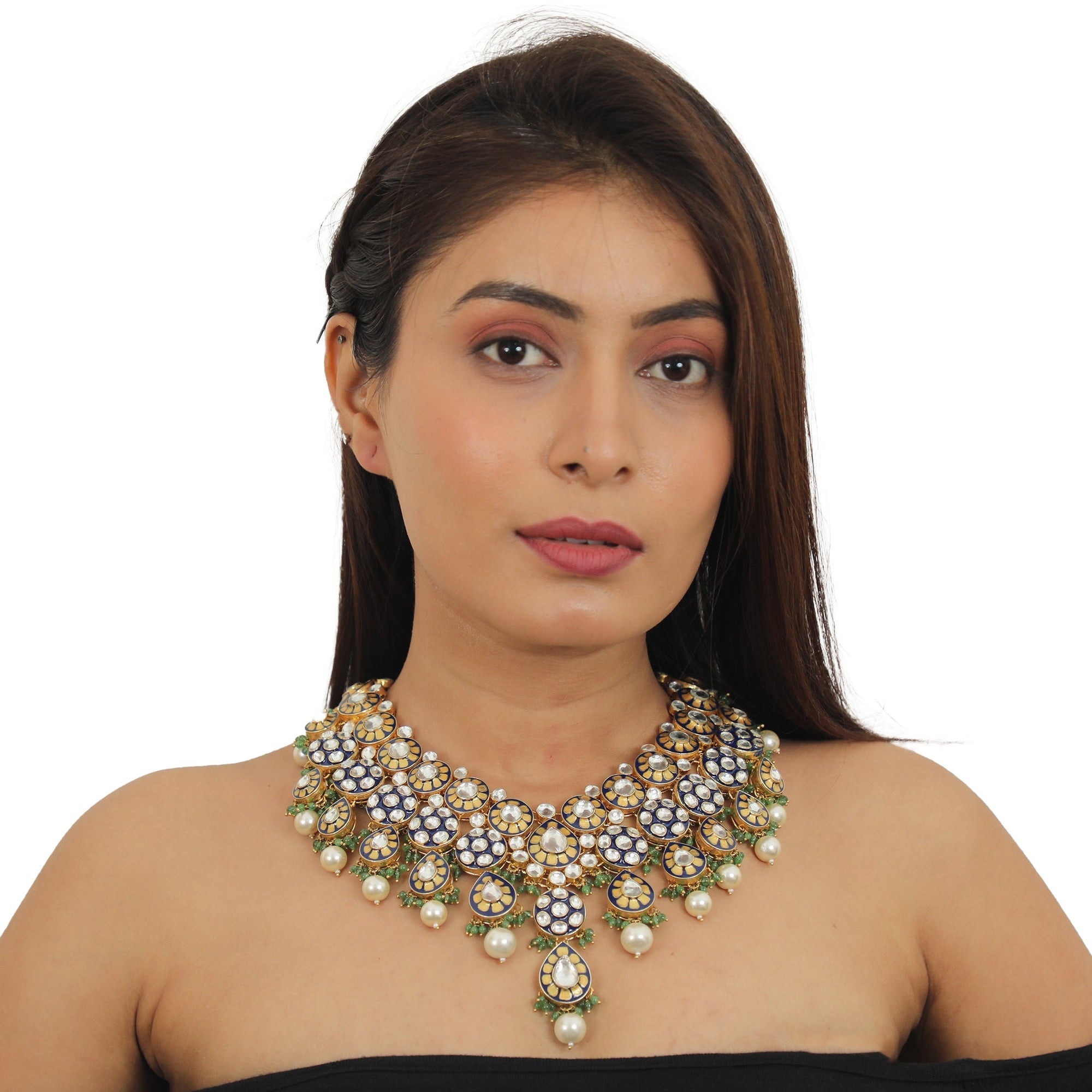 Handcrafted Mina Work Necklace Set - necklace set
