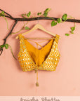 Honey Yellow Floral Lehenga With Mirror Work Blouse - floral lehenga
