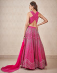 Hot Pink Geometric Lehenga - hot pink lehenga