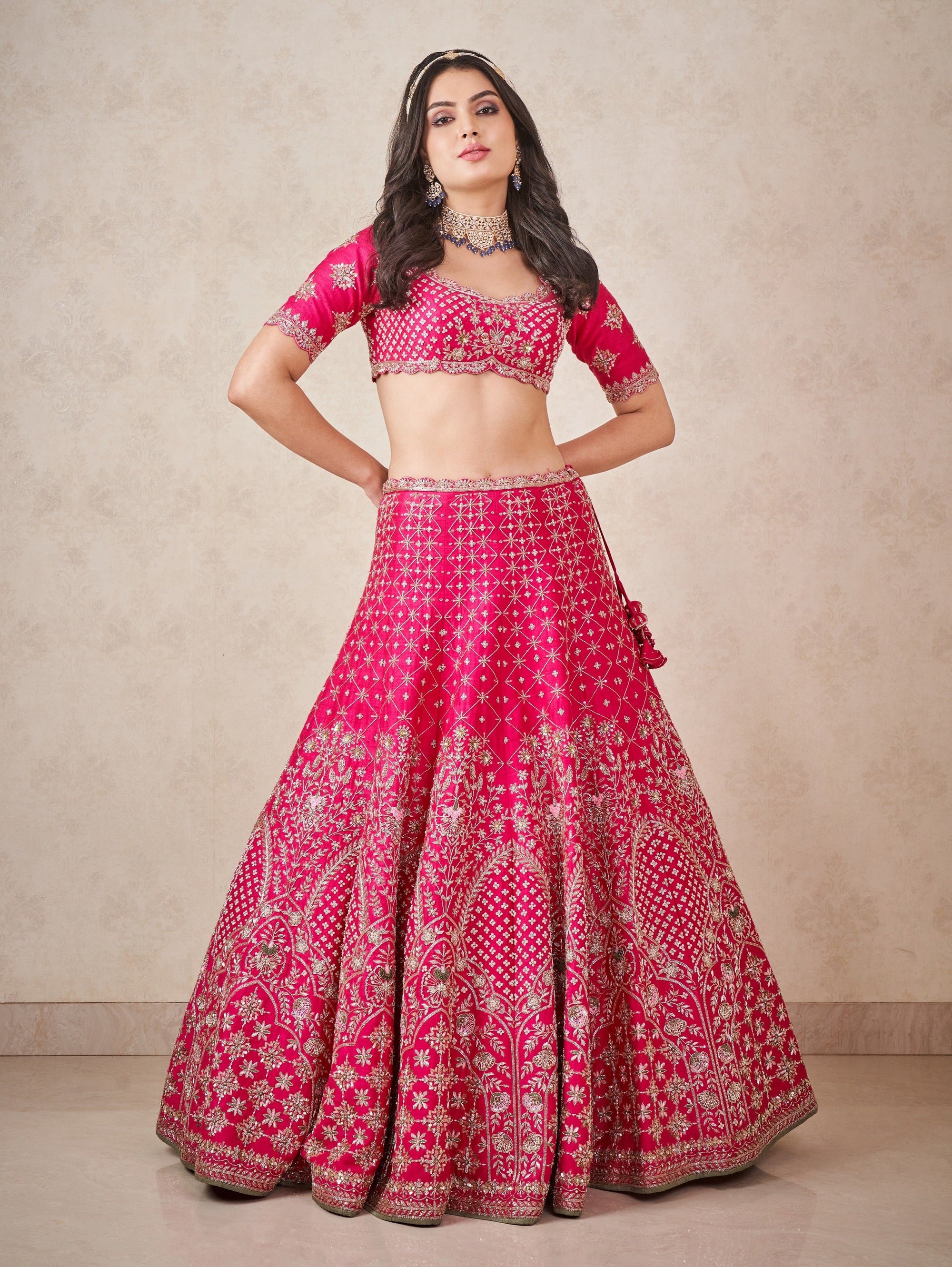 Hot Pink Zardosi Lehenga - bridal lehenga