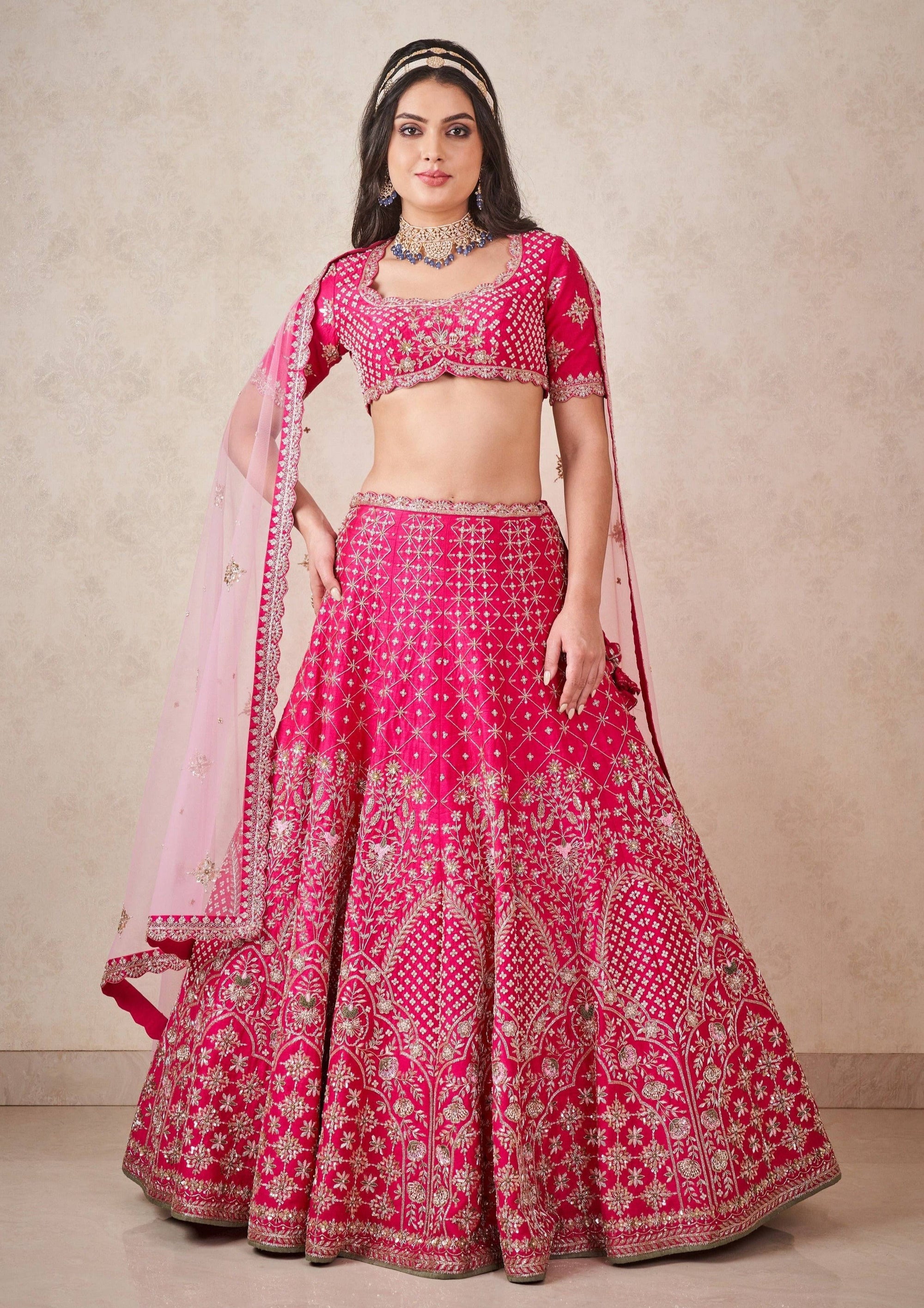Hot Pink Zardosi Lehenga - bridal lehenga