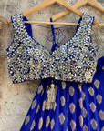Indigo Blue and Ivory Ruffle Lehenga Set - lehenga choli