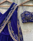 Indigo Blue Draped Ruffle Saree - ruffle saree