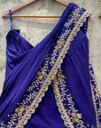 Indigo Blue Draped Ruffle Saree - ruffle saree