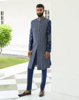 Insignia Blue Sherwani Set - blue sherwani