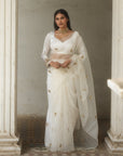 Iris Ivory Organza Saree Set - organza saree