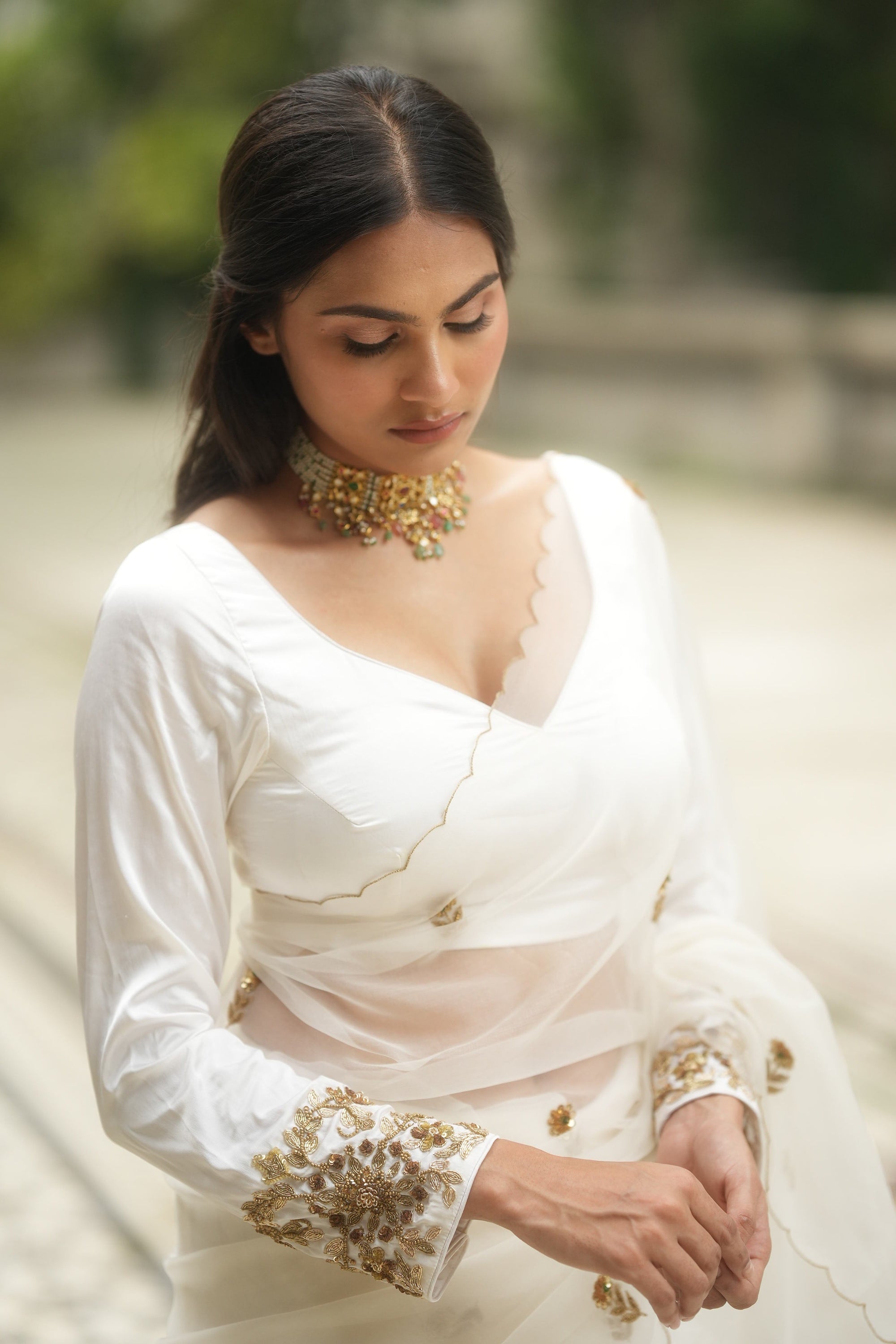 Iris Ivory Organza Saree Set - organza saree