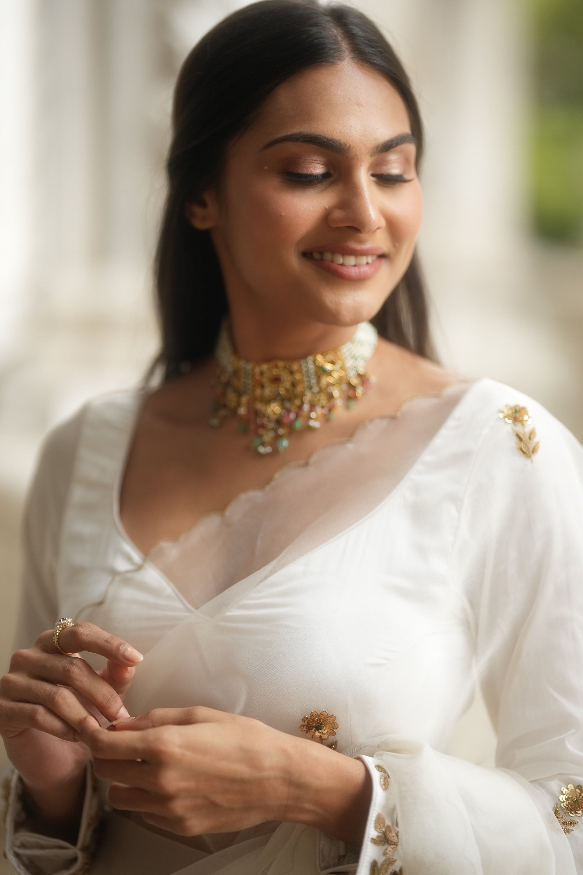 Iris Ivory Organza Saree Set - organza saree