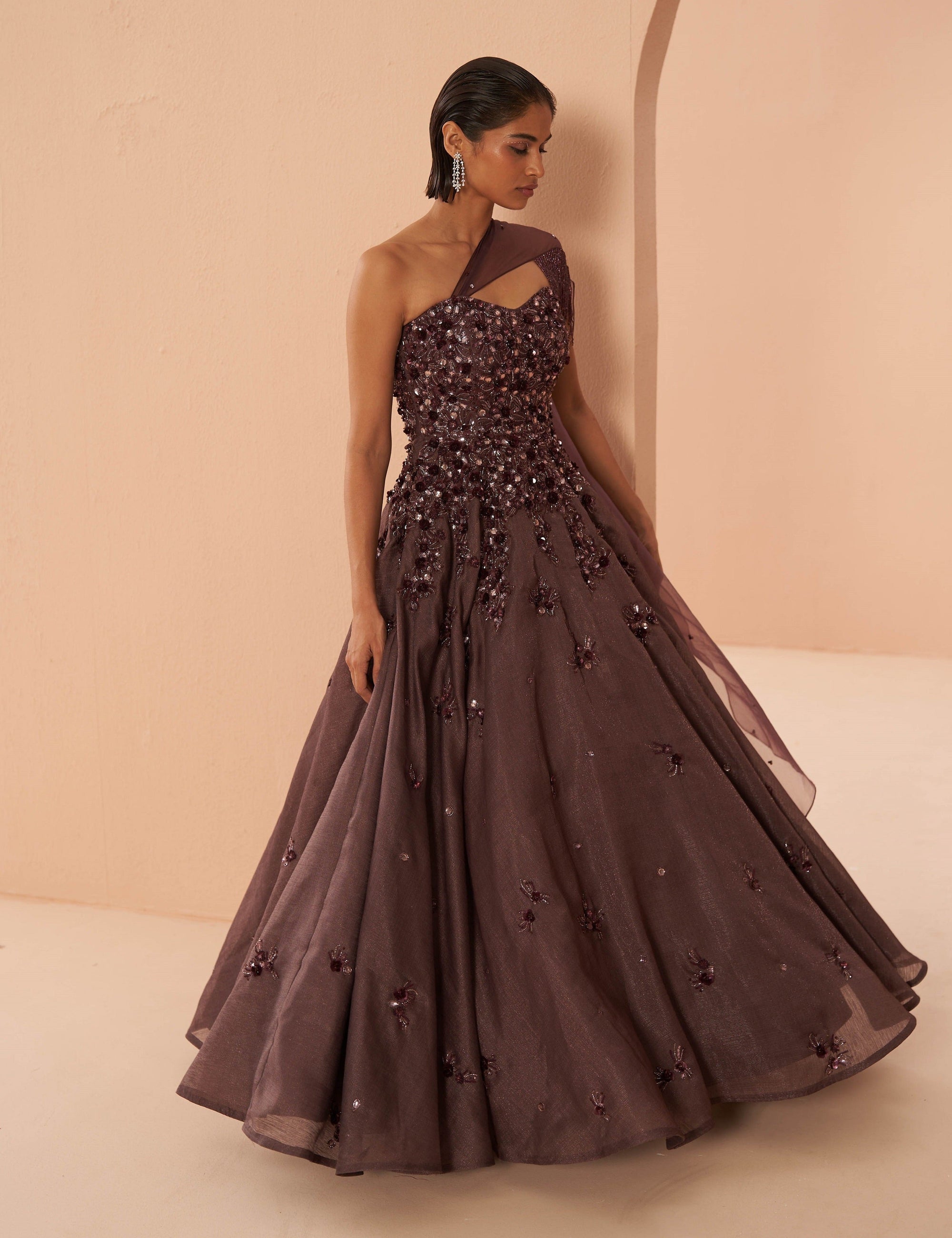 Iris Wine Gown - indian gown