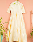Ivory Anarkali With Black Abla Dupatta - anarkali set