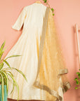 Ivory Anarkali With Gold Sequence Dupatta - ivory dress