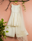 Ivory Anarkali with Sharara and Ivory Scallop Dupatta - ivory sharara