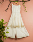 Ivory Anarkali with Sharara and Ivory Scallop Dupatta - ivory sharara