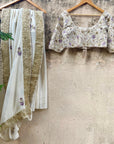 Ivory And Lavender Embroidered Saree - ivory saree