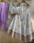 Ivory And Lavender Mirror Work Lehenga Set - mirror work lehenga