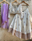Ivory And Lavender Mirror Work Lehenga Set - mirror work lehenga