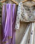 Ivory And Lavender Mirror Work Lehenga Set - mirror work lehenga
